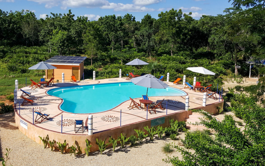 Relax at the Blue Pool with Mini Zip Line and Bocce Games